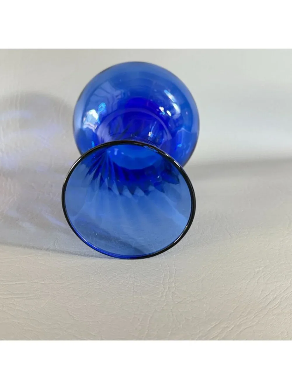 Vintage Indiana Glass Illusions Cobalt Blue Bud Vase Hourglass Onion Bulb 7.8